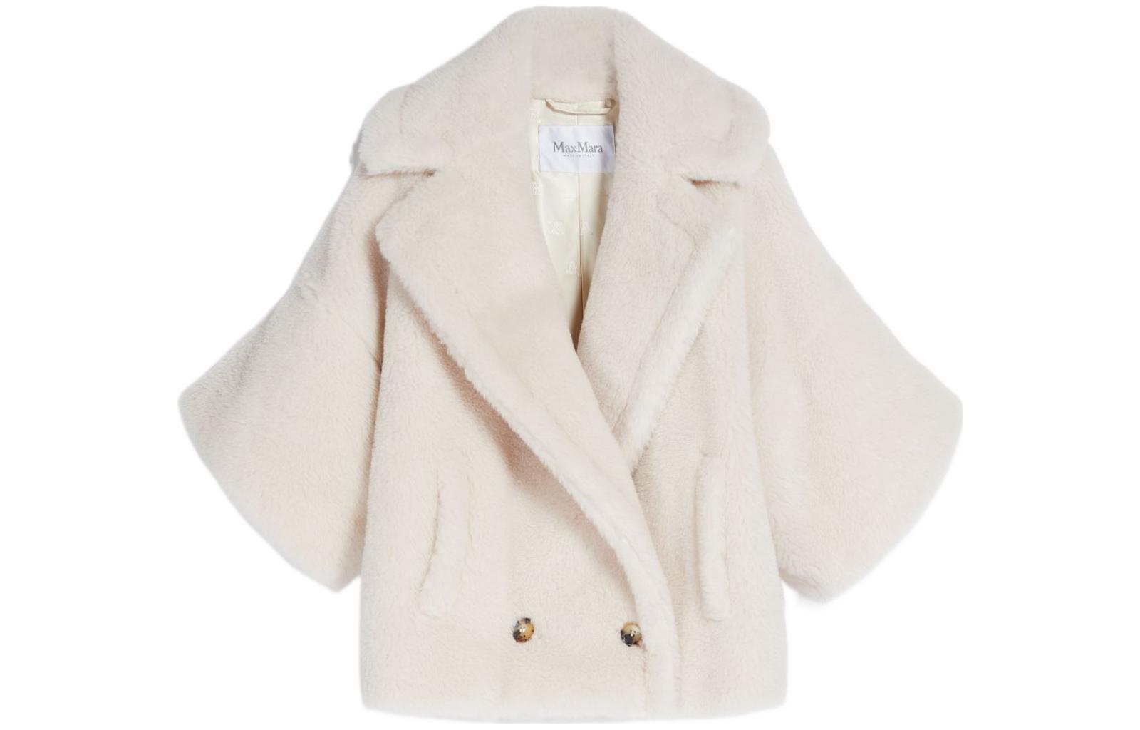 (Women) 'S Max Mara MaxMara New Year Riga White Teddy Short Double-Breasted Jacket for Women. 1081013106001-RIGA