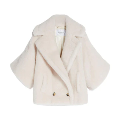 (Women) 'S Max Mara MaxMara New Year Riga White Teddy Short Double-Breasted Jacket for Women. 1081013106001-RIGA