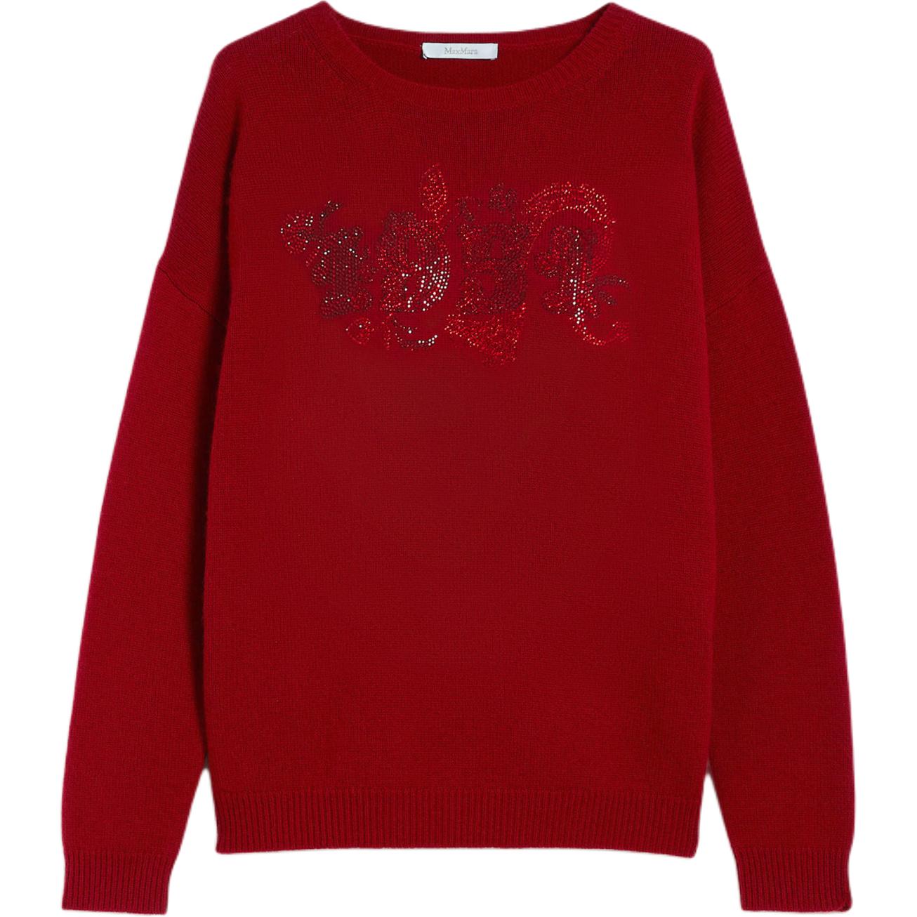 (Women) 'S Max Mara MaxMara Nias Logo Print Loose Fit Long-Sleeve Red Sweater for Women. 1361084106016-NIAS