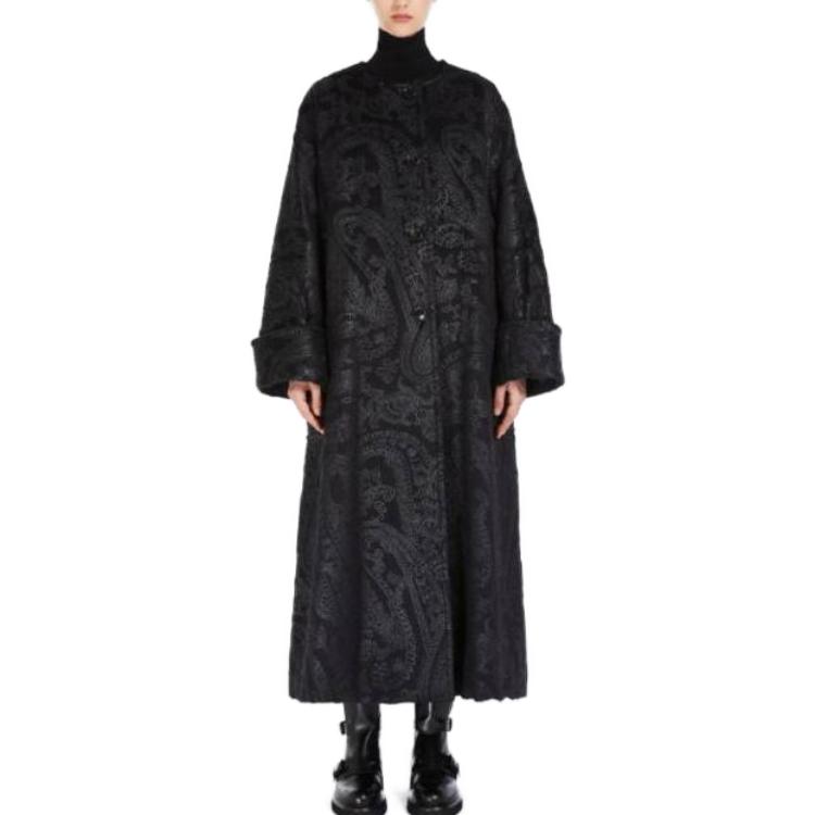 (Women) 'S Max Mara MaxMara Ninfe  Long Solid Black Coat with Button Closure and Long Sleeves 1016433606001-NINFE 圖 3