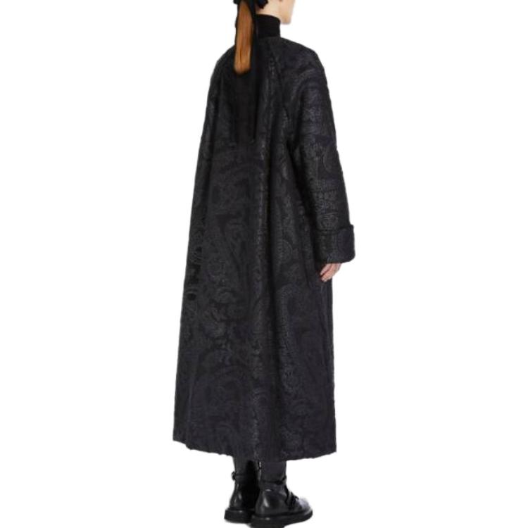 (Women) 'S Max Mara MaxMara Ninfe  Long Solid Black Coat with Button Closure and Long Sleeves 1016433606001-NINFE 圖 4