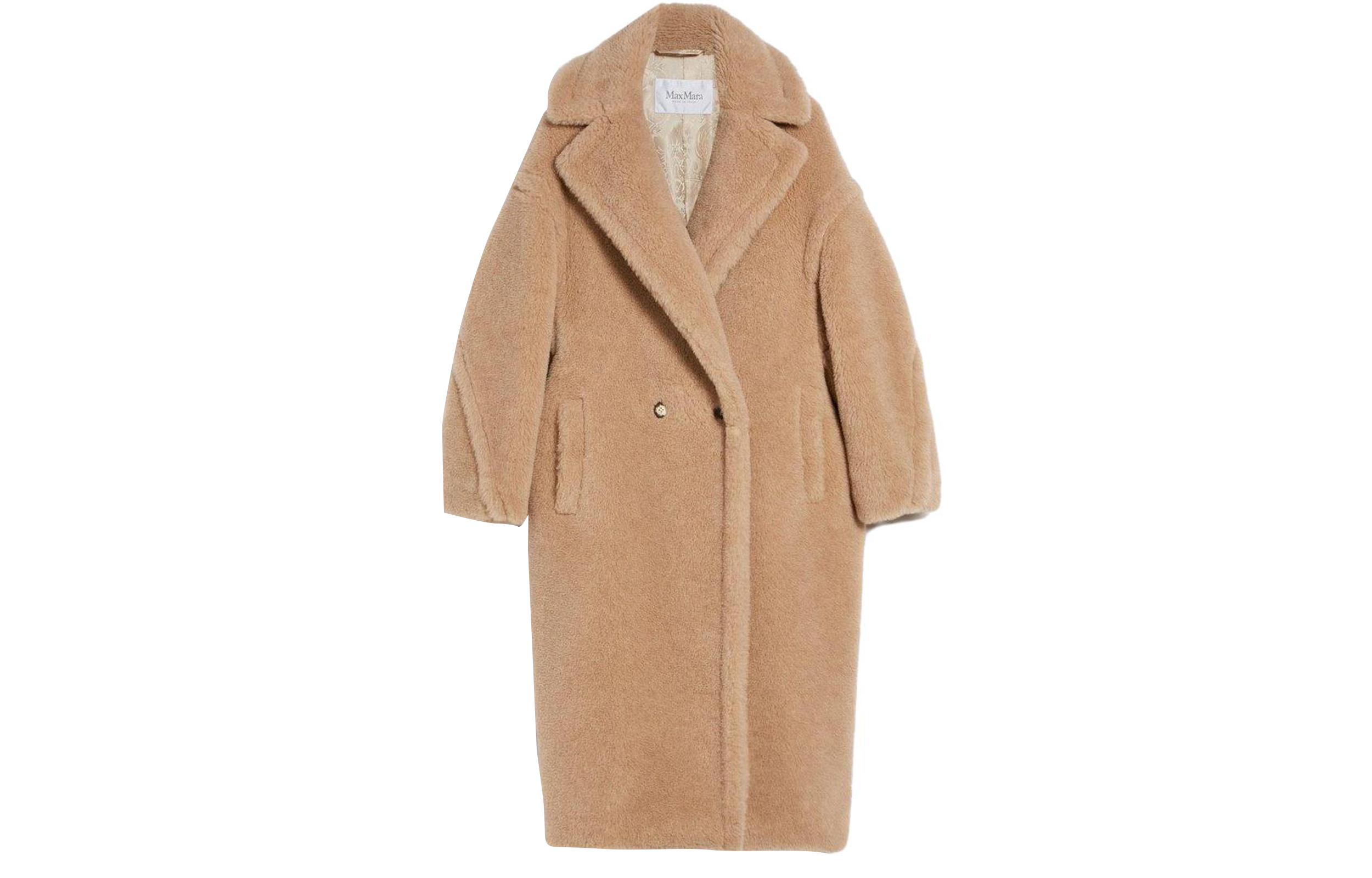 Order (W) ''S Max Mara MaxMara Nuevo 女士蜂蜜色双排扣长款大衣纯色 1016023306001-NUEVO