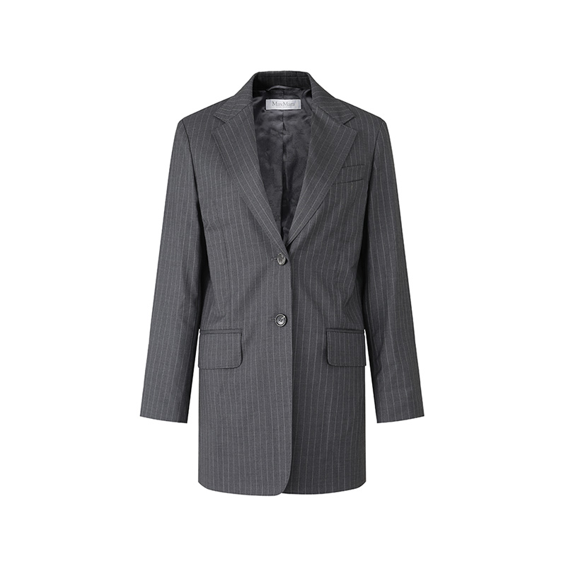 (Women) 'S Max Mara MaxMara Oche  Gray Striped Print Lapel Single-Breasted Blazer. 1046083906005-OCHE