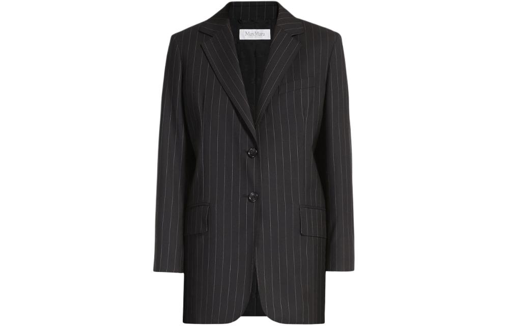 (Women) 'S Max Mara MaxMara Oche Single-Breasted Pinstriped Wool Blazer  Black 1046083906006-OCHE