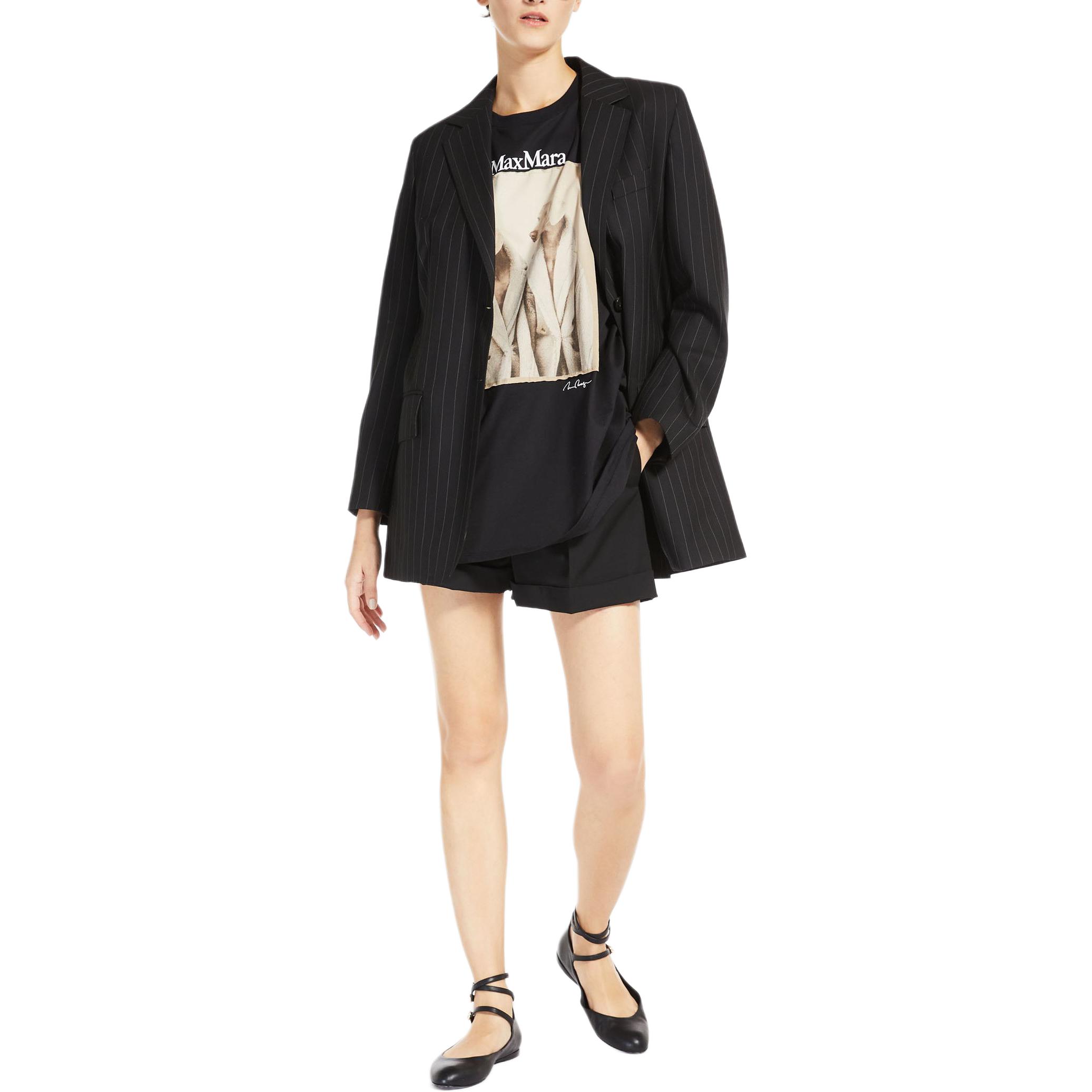 Lookbook (Women) 'S Max Mara MaxMara Oche Single-Breasted Pinstriped Wool Blazer  Black 1046083906006-OCHE