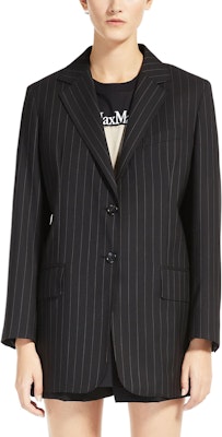 (Women) 'S Max Mara MaxMara Oche Single-Breasted Pinstriped Wool Blazer Black 1046083906006-OCHE Shop (Women) 'S Max Mara MaxMara Oche Single-Breasted Pinstriped Wool Blazer Black 1046083906006-OCHE