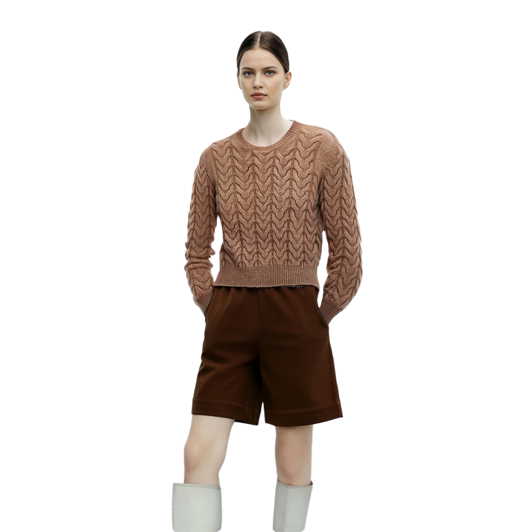 Shop (W) ''Max Mara Odessa Crewneck Knit Sweater Lengan Panjang Kuning Jahe'' 1366163306008-ODESSA