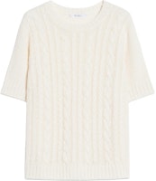 (Women) 'S Max Mara MaxMara Orosei Series White Ribbed Knit Short-Sleeve Top. 1361134206001-OROSEI (Women) 'S Max Mara MaxMara Orosei Series White Ribbed Knit Short-Sleeve Top. 1361134206001-OROSEI
