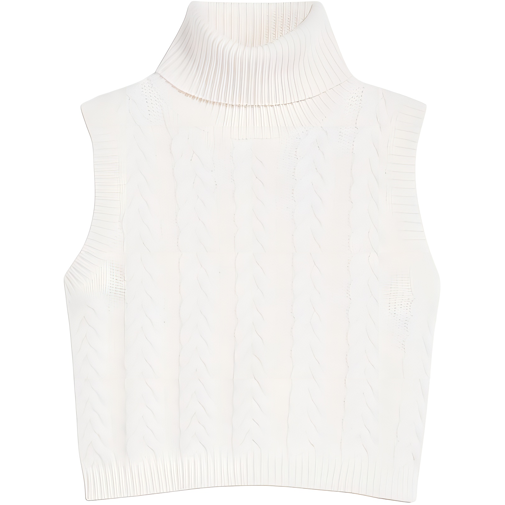 (Women) 'S Max Mara MaxMara Oscuro Collection  White Sleeveless Turtleneck Tank Top 1361124106001-OSCURO