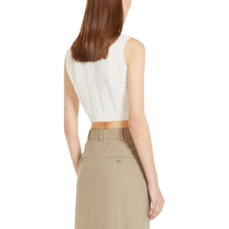 Purchase (Women) 'S Max Mara MaxMara Oscuro Collection  White Sleeveless Turtleneck Tank Top 1361124106001-OSCURO