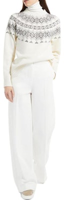 (Women) 'S Max Mara MaxMara Osmio White Cashmere Sweater with Rhinestone Ethnic Pattern. 1366082306001-OSMIO Lookbook (Women) 'S Max Mara MaxMara Osmio White Cashmere Sweater with Rhinestone Ethnic Pattern. 1366082306001-OSMIO