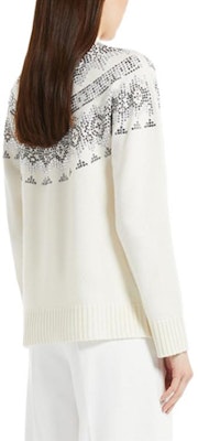 (Women) 'S Max Mara MaxMara Osmio White Cashmere Sweater with Rhinestone Ethnic Pattern. 1366082306001-OSMIO Purchase (Women) 'S Max Mara MaxMara Osmio White Cashmere Sweater with Rhinestone Ethnic Pattern. 1366082306001-OSMIO