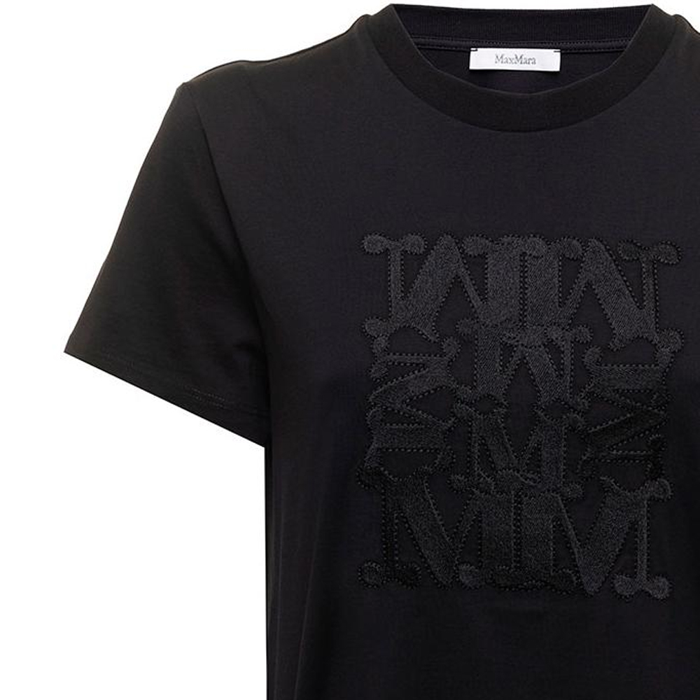 Shop (W) ''스 막스마라 막스마라 파크 컬렉션 블랙 로고 프린트 반팔 티셔츠'' 19460229650006-PARK