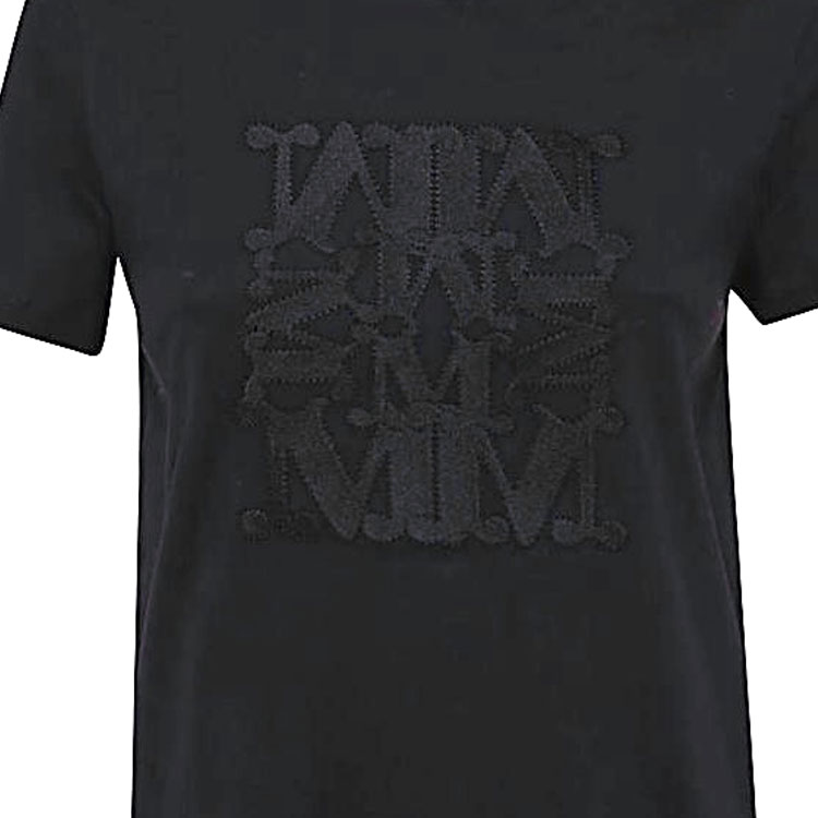 Purchase (W) ''S Max Mara MaxMara PARK 컬렉션 블랙 레터 패치 크루넥 티셔츠 1946022906006-PARK