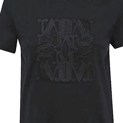 (W) ''S Max Mara MaxMara PARK 컬렉션 블랙 레터 패치 크루넥 티셔츠 1946022906006-PARK Purchase (W) ''S Max Mara MaxMara PARK 컬렉션 블랙 레터 패치 크루넥 티셔츠 1946022906006-PARK