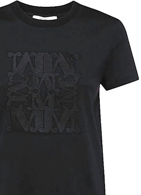 (W) ''S Max Mara MaxMara PARK 컬렉션 블랙 레터 패치 크루넥 티셔츠 1946022906006-PARK Details for (W) ''S Max Mara MaxMara PARK 컬렉션 블랙 레터 패치 크루넥 티셔츠 1946022906006-PARK