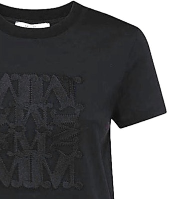 (W) ''S Max Mara MaxMara PARK 컬렉션 블랙 레터 패치 크루넥 티셔츠 1946022906006-PARK Sizing (W) ''S Max Mara MaxMara PARK 컬렉션 블랙 레터 패치 크루넥 티셔츠 1946022906006-PARK