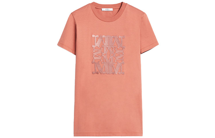 (Women) 'S Max Mara MaxMara Park Series  Logo Graphic Brown Crewneck Short Sleeve T-Shirt 1946022906007-PARK