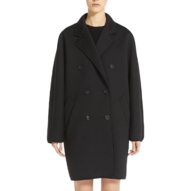 (Women) 'S Max Mara MaxMara Pedone  Black Double-Breasted Solid Coat 1901023106002-PEDONE 圖 4