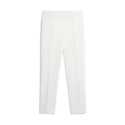 (Women) 'S Max Mara MaxMara Pegno Viscose Jersey White Mid-Rise Straight-Cut Trousers. 1786013906006-PEGNO