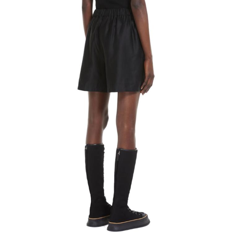 Shop (Women) 'S Max Mara MaxMara Piadena  Black Mid-Rise Straight-Leg Casual Shorts 1141014106002-PIADENA