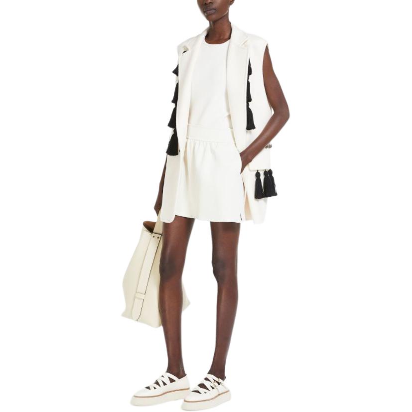 Shop (Women) 'S Max Mara MaxMara Piadena Cotton Monogram Embroidered White  Casual Shorts. 1141014106001-PIADENA