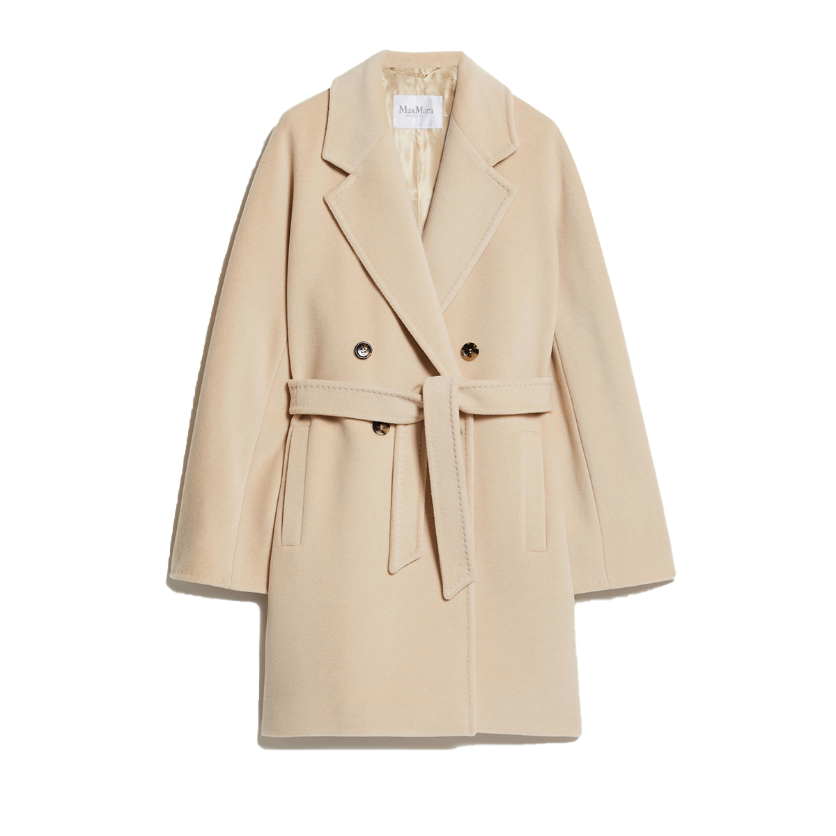 (Women) 'S Max Mara MaxMara Pila Series Beige Double-Breasted Mid-Length Coat for Women 1011064106012-PILA