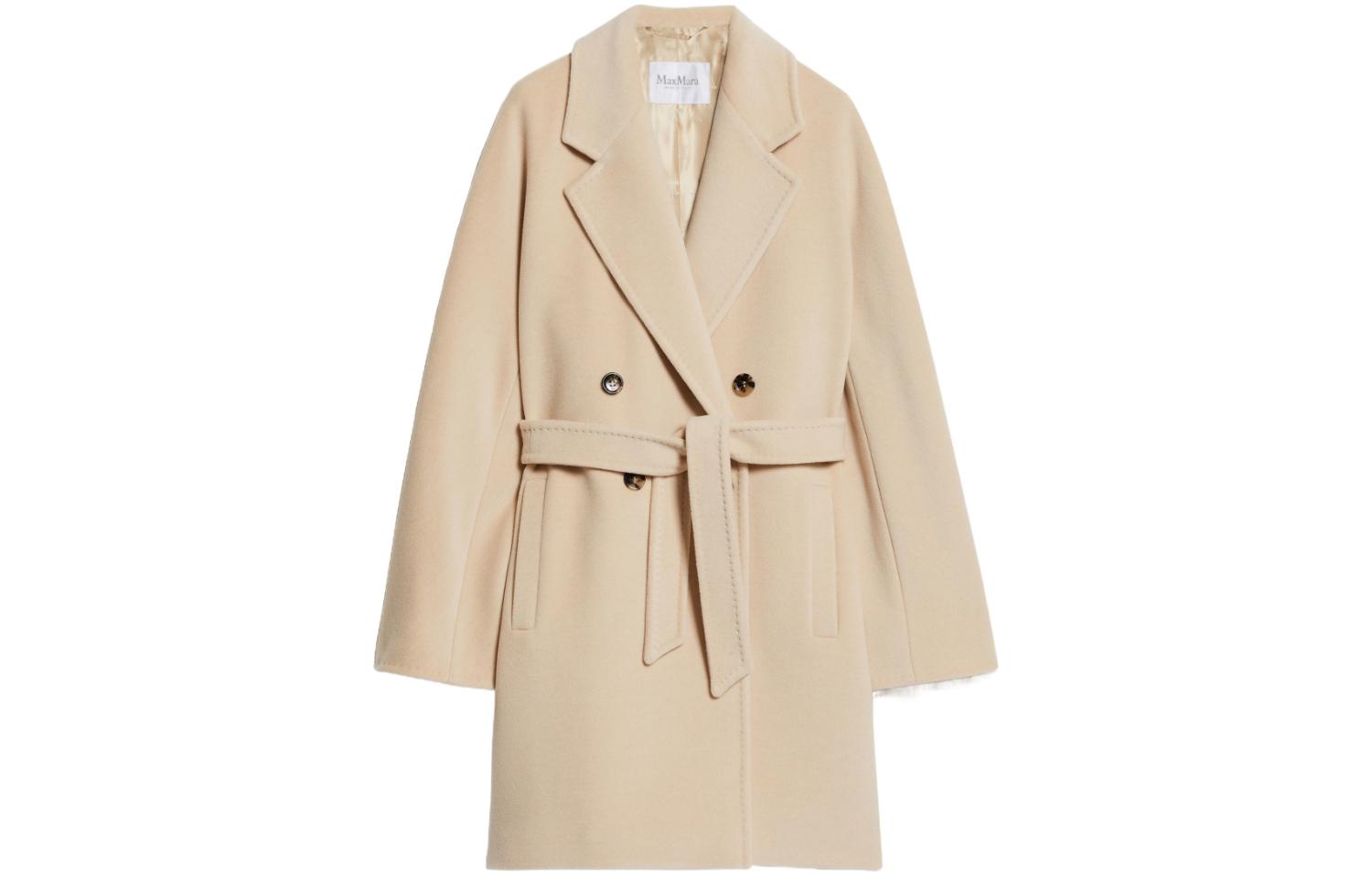 Order (W) ''Kot Wanita Panjang Sederhana Beige Double-Breasted Max Mara Pila Series''. 1011064106012-PILA