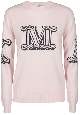 women-s-max-mara-max-mara-pink-logo-print-casual-round-neck-sweater-13660119600-009