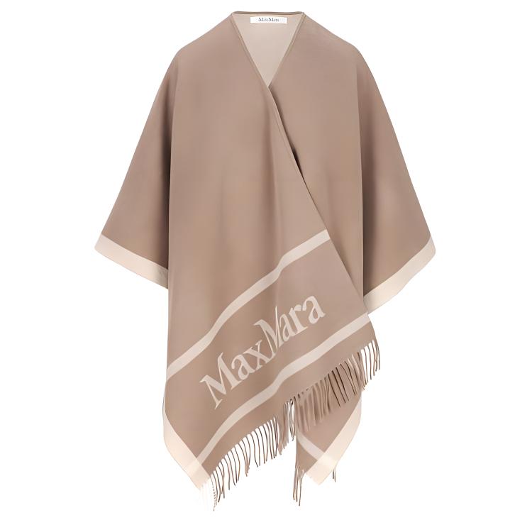 (Women) 'S Max Mara MaxMara Printed Wool Shawl for Women - Brown. 2414731051600002