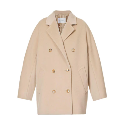 (Women) 'S Max Mara MaxMara Rebus Double-Breasted Casual Coat in Khaki. 2310860239000032-REBUS
