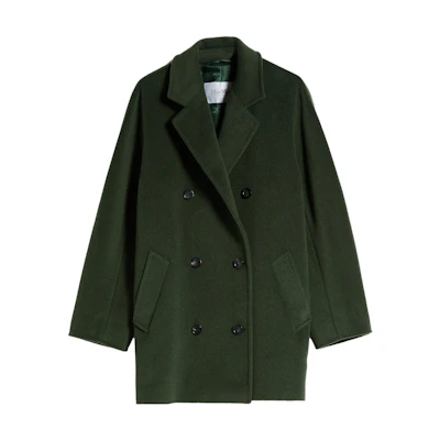 (Women) 'S Max Mara MaxMara Rebus Collection Solid Double-Breasted Long Sleeve Coat 1086023906027-REBUS