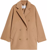 (Women) 'S Max Mara MaxMara Rebus Double-Breasted Camel Coat for Women - Short Solid Color Design 1086023906001-REBUS (Women) 'S Max Mara MaxMara Rebus Double-Breasted Camel Coat for Women - Short Solid Color Design 1086023906001-REBUS