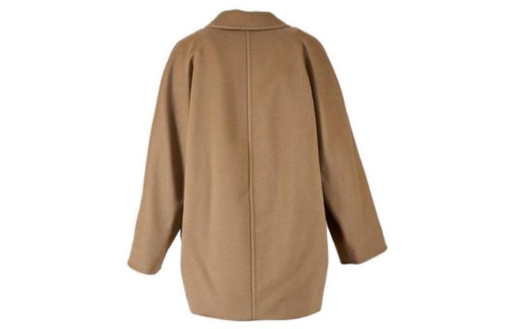 Lookbook (W) ''S Max Mara MaxMara Rebus Mantel Wanita Pendek Double-Breasted Warna Solid Cokelat 1086023906001-REBUS