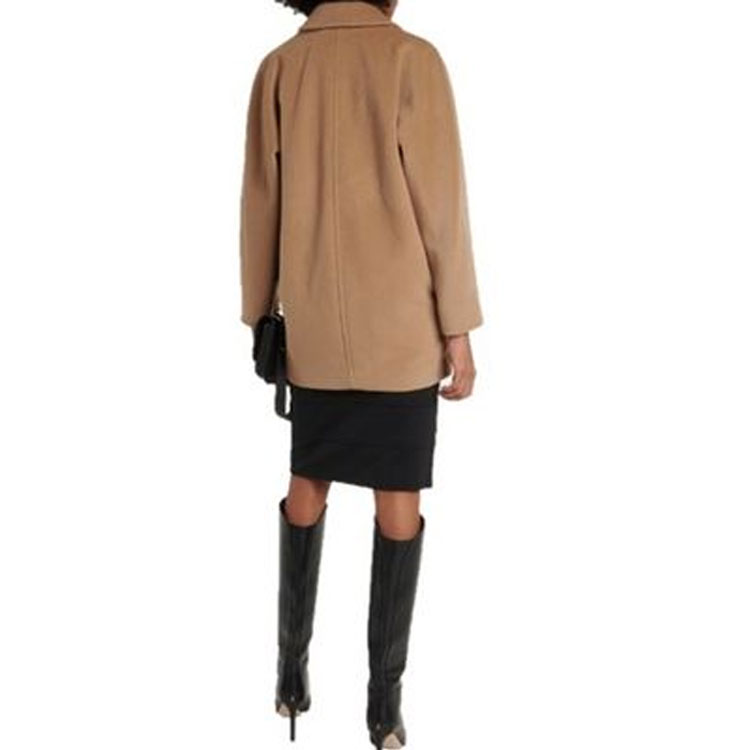 Shop (W) ''S Max Mara MaxMara Rebus Mantel Wanita Pendek Double-Breasted Warna Solid Cokelat 1086023906001-REBUS