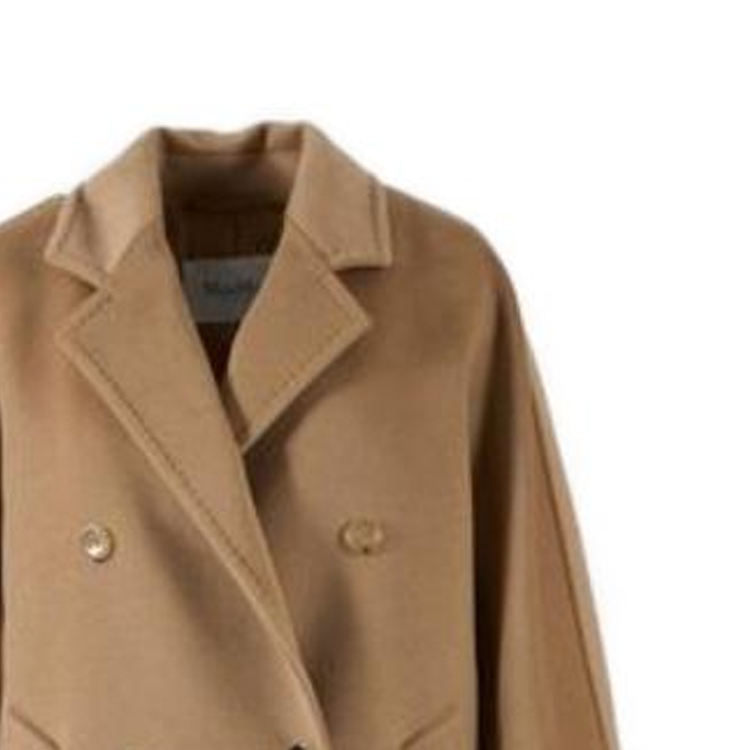 Sizing (W) ''S Max Mara MaxMara Rebus Mantel Wanita Pendek Double-Breasted Warna Solid Cokelat 1086023906001-REBUS