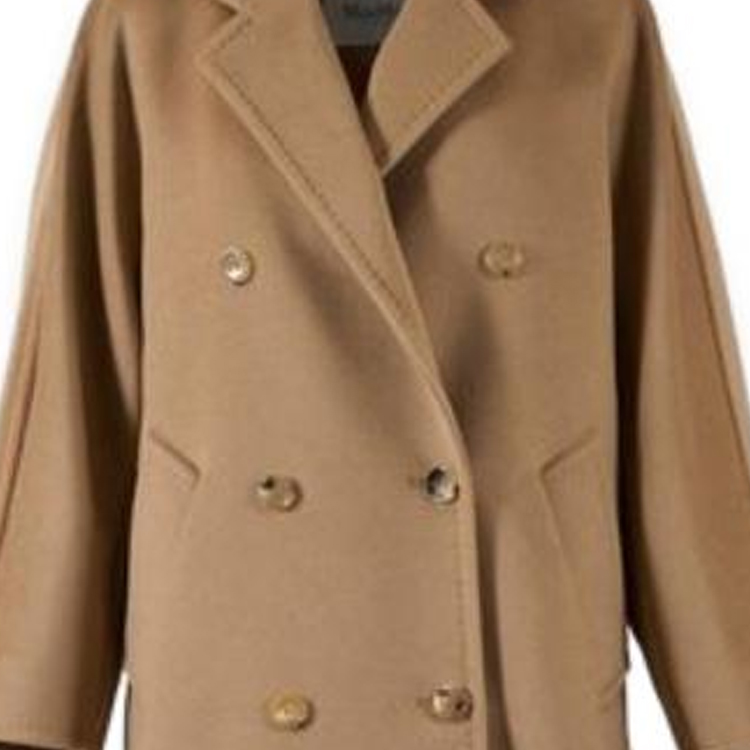 Cheap (W) ''S Max Mara MaxMara Rebus Mantel Wanita Pendek Double-Breasted Warna Solid Cokelat 1086023906001-REBUS