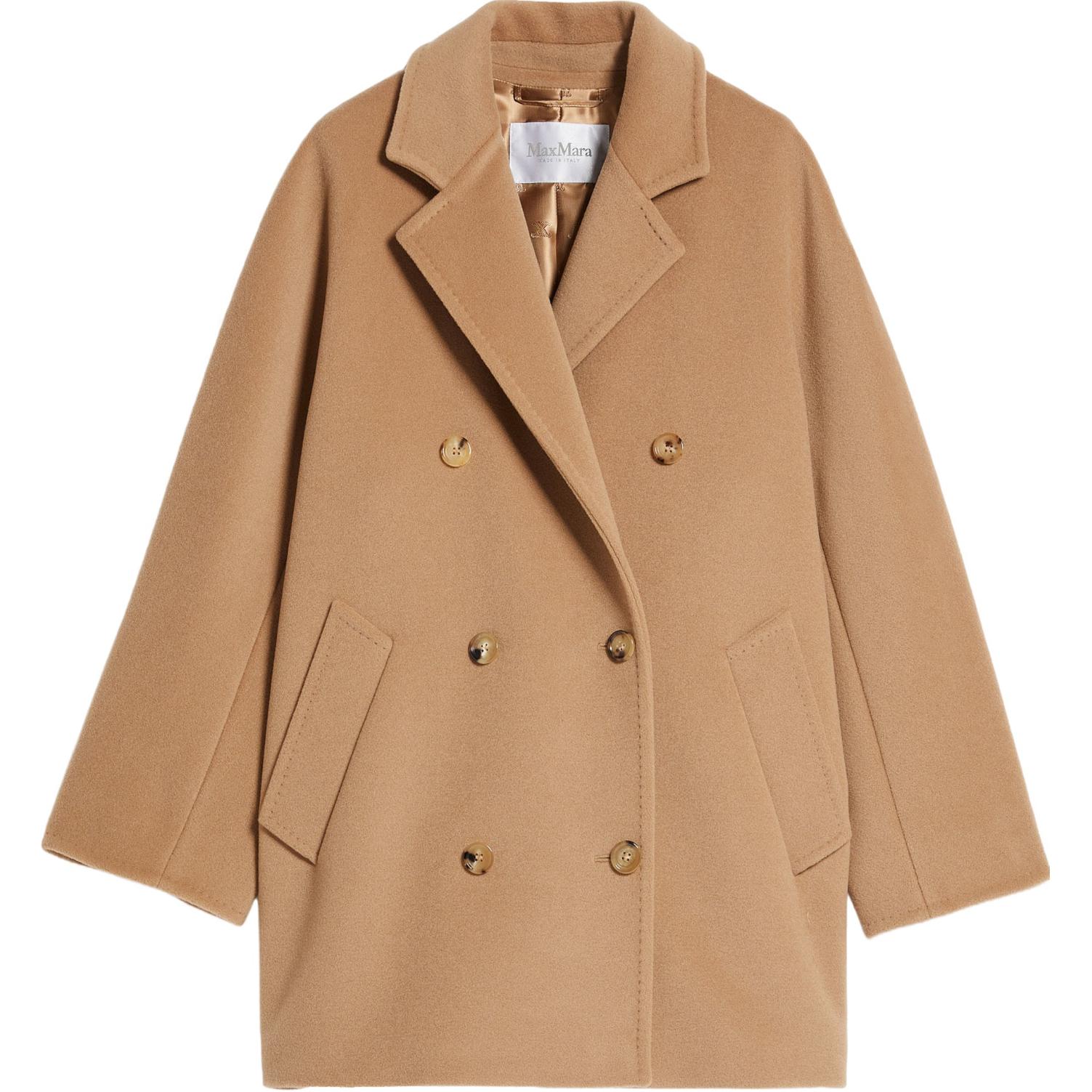 (Women) 'S Max Mara MaxMara Rebus Icon Camel Wool Coat  Long Single-Breasted Overcoat. 1086014106001-REBUS