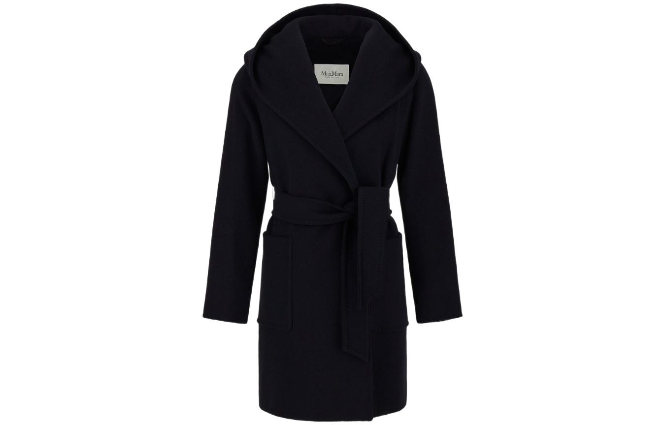 Order (W) Max Mara RIALTO Abrigo de Lana con Capucha y Cinturón Negro 1016091306002-3RIALTO