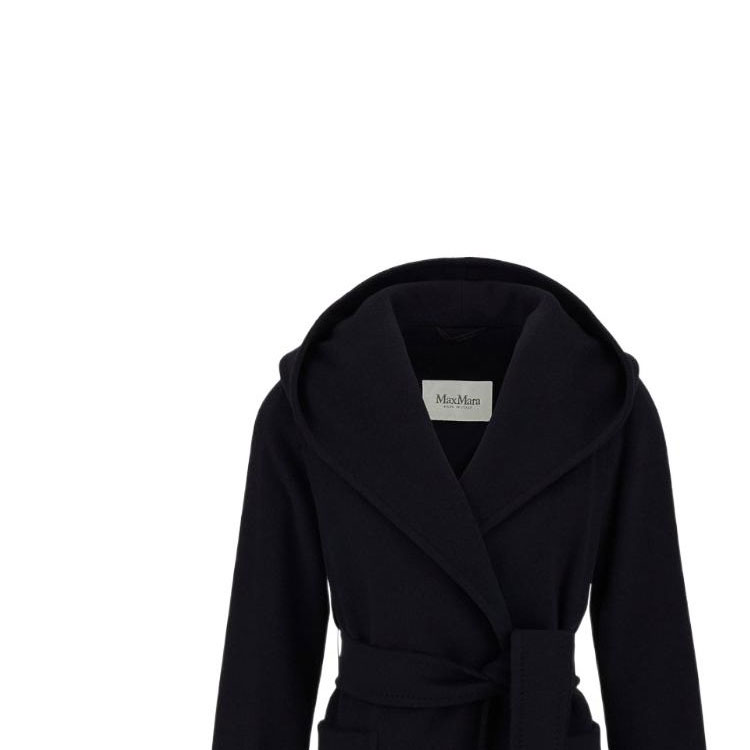Details for (W) Max Mara RIALTO Abrigo de Lana con Capucha y Cinturón Negro 1016091306002-3RIALTO