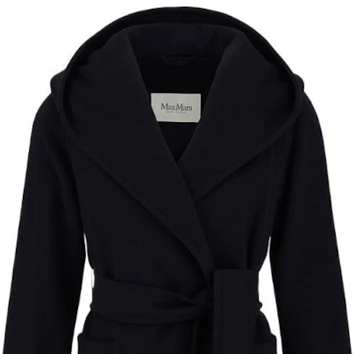 (W) Max Mara RIALTO Abrigo de Lana con Capucha y Cinturón Negro 1016091306002-3RIALTO Details for (W) Max Mara RIALTO Abrigo de Lana con Capucha y Cinturón Negro 1016091306002-3RIALTO