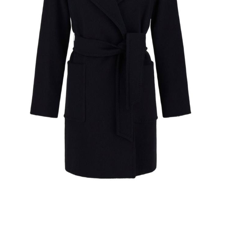 Sizing (W) Max Mara RIALTO Abrigo de Lana con Capucha y Cinturón Negro 1016091306002-3RIALTO