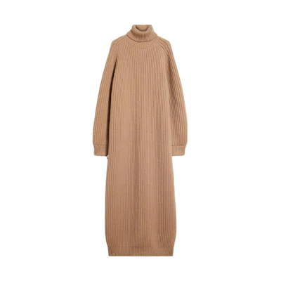 (Women) 'S Max Mara MaxMara Riviera Yellow High-Neck Long-Sleeve Maxi Dress for Women 1326152606003-RIVIERA