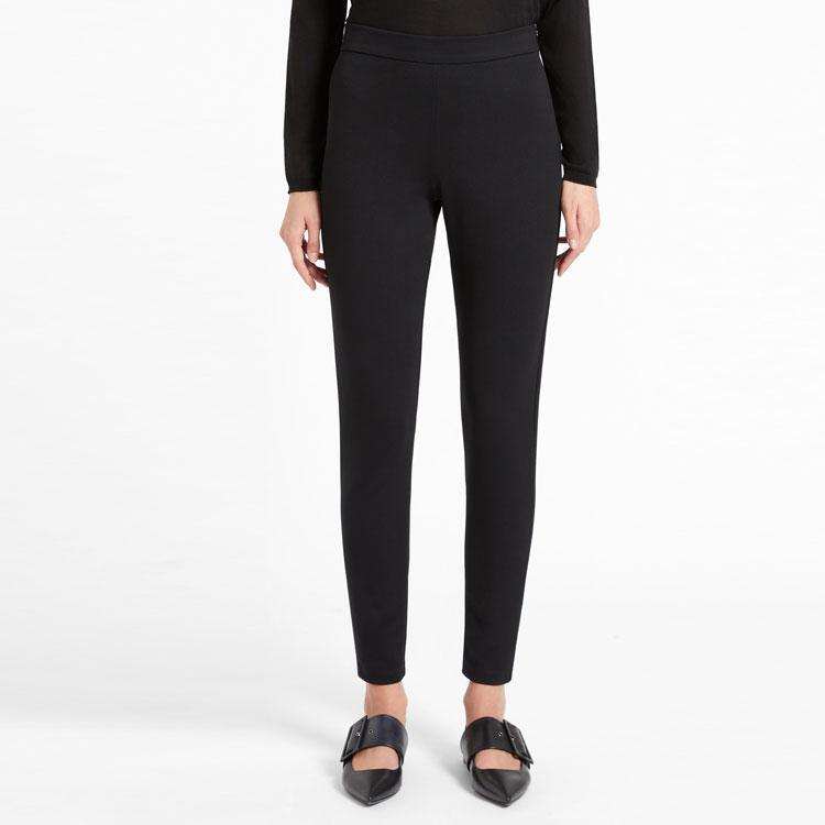Shop (W) ''S Max Mara MaxMara Rosano Series Legging Kulit Hitam Langsing 1786021306003-ROSANO