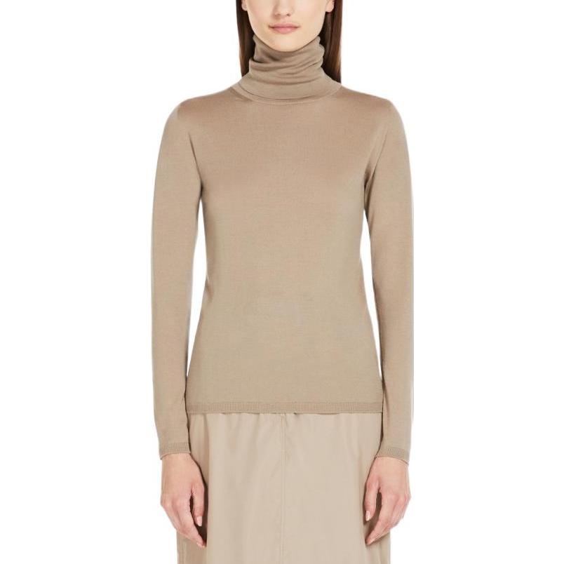 Shop (Women) 'S Max Mara MaxMara Saluto  Camel Turtleneck Wool Sweater - Comfortable Knitwear 1366182306004-saluto