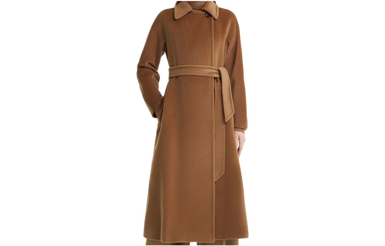 (Women) 'S Max Mara MaxMara Solid Color Belted Mid-Length Casual Coat 6016083306