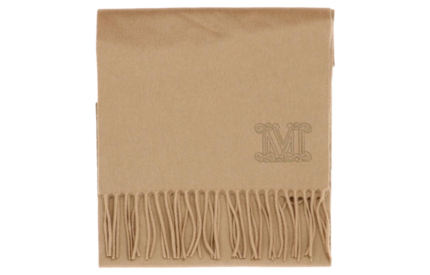 (Women) 'S Max Mara MaxMara Solid Color Logo Fringe Wool Scarf Brown  Accessory 4546312706013WSDALIA