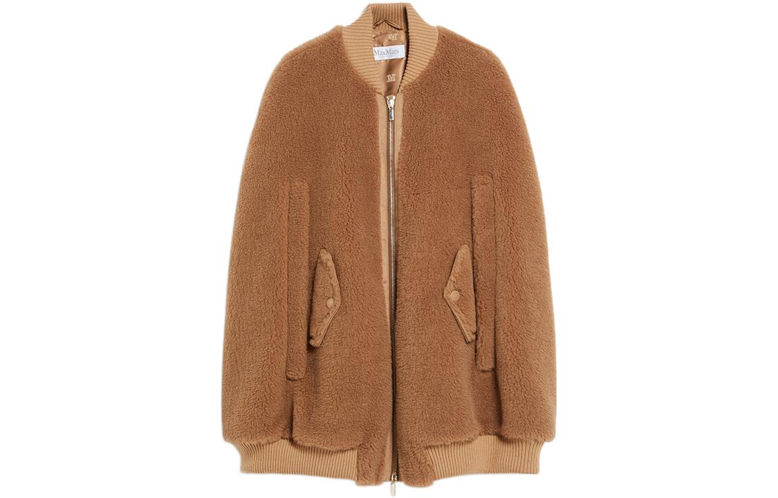 (Women) 'S Max Mara MaxMara Solid Color Zip Cape Coat - Brown 4736052306