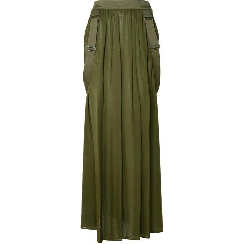 (Women) 'S Max Mara MaxMara Solid Pleated Fitted Long Casual Dress Women’s Green 2411101053-034