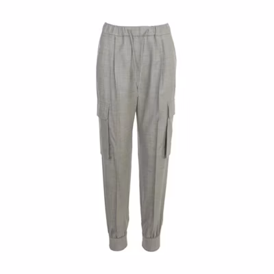 (Women) 'S Max Mara MaxMara Solid Tie-Waist Casual Pants - Gray 11360119600001